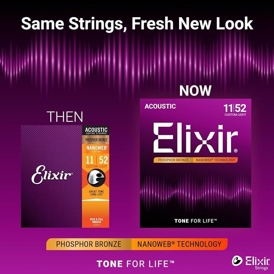 Elixir NANOWEB Acoustic Guitar Strings 80/20 Bronze