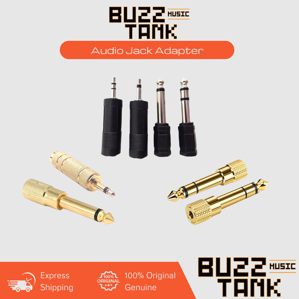 Audio Jack Adapter Converters between 3.5mm (1/8') Plug and 6.35mm (1/4') - Mono or Stereo, Regular or Gold