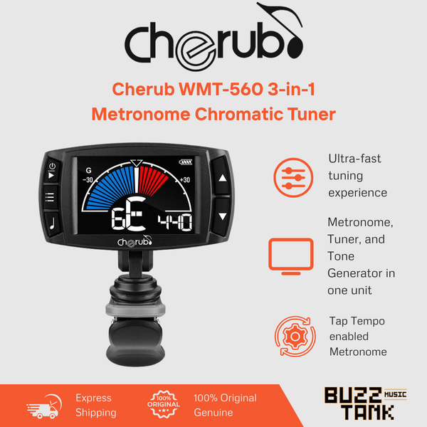 Cherub WMT-560 3-in-1 Metronome Chromatic Tuner For Guitar, Bass and Ukulele (WMT560)