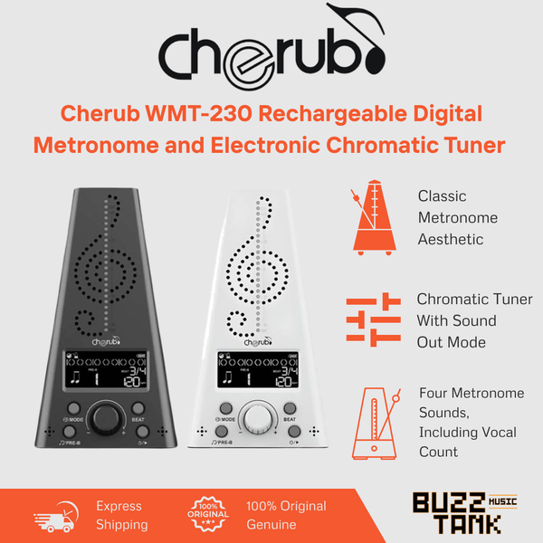Cherub WMT-230 Rechargeable Digital Metronome and Electronic Chromatic Tuner For Piano Violin Guitar Drum (WMT230)