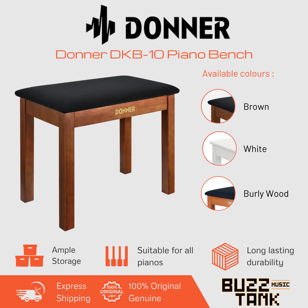 Donner DKB-10 Piano Bench, (White / Brown / Burly Wood)