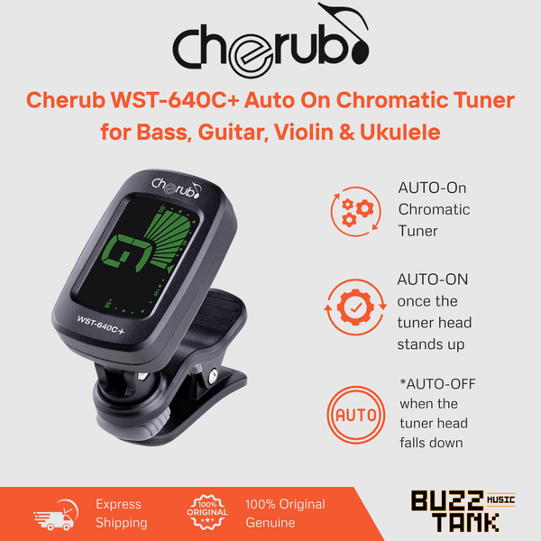 Cherub WST-640C+ Auto On Chromatic Tuner for Bass Guitar Violin Ukulele Tuning