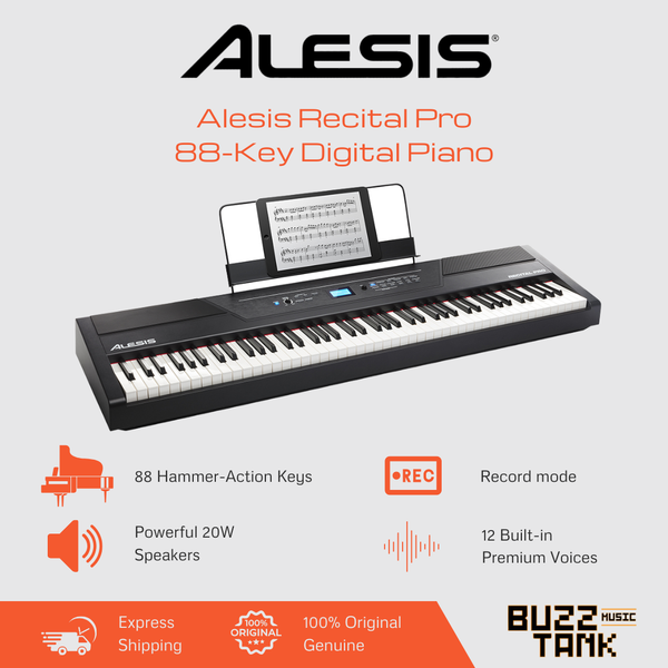 Alesis Recital Pro 88 Key Digital Piano with Hammer Action Keys