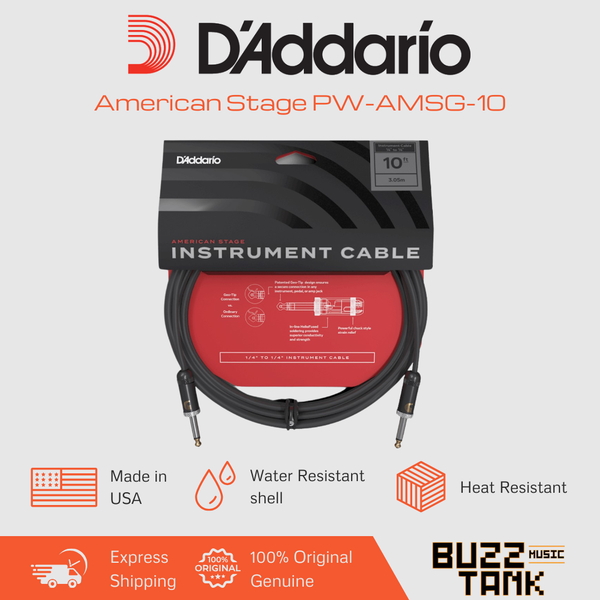 D'Addario PW-AMSG-10 American Stage Instrument Cable, 10 feet