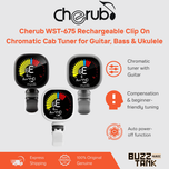 Cherub WST-675 Rechargeable Chromatic Cab Tuner Clip on For Guitar Bass Ukulele (WST675)