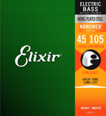 Elixir 14077 Nanoweb Medium Long Scale 4-String Electric Bass Strings 45-105