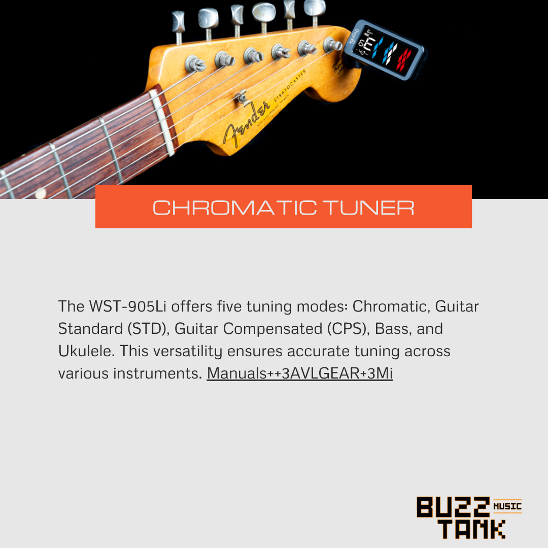 Cherub WST-905LI Rechargeable Flow Tune Clip On Tuner (WST905 WST 905)