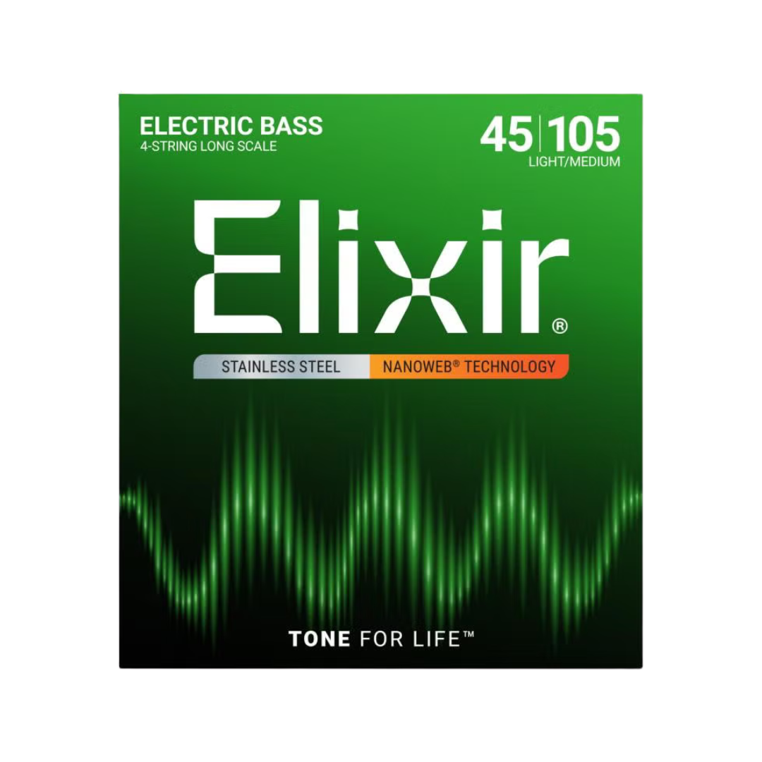 Elixir NANOWEB Medium Long Scale 4-String Electric Bass Strings 45-105