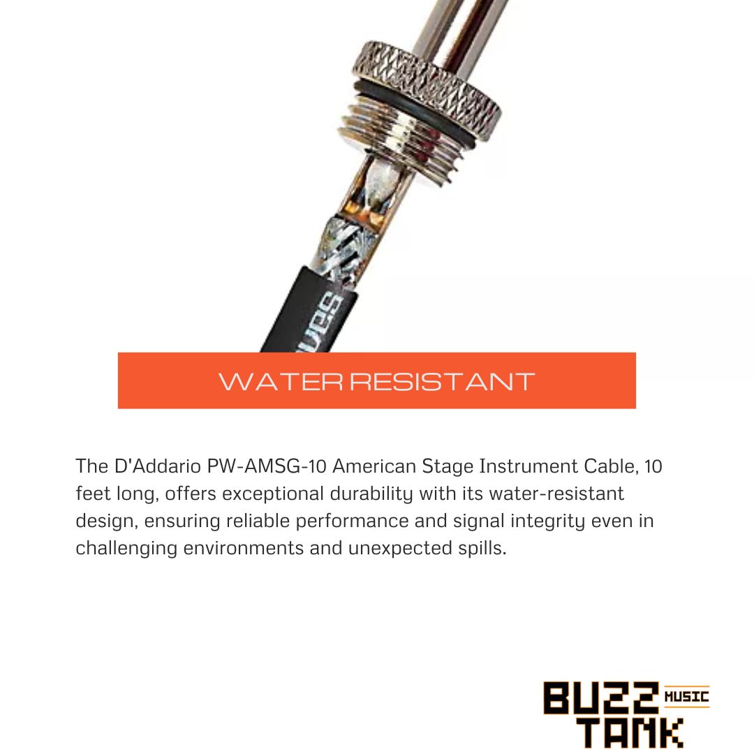 D'Addario PW-AMSG-10 American Stage Instrument Cable, 10 feet