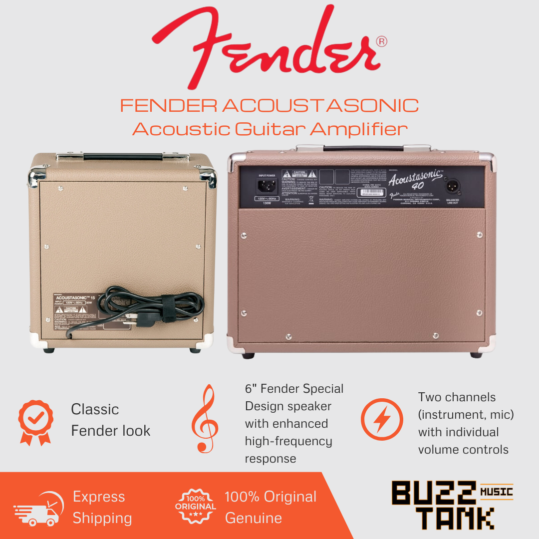 Fender Acoustasonic 15 & 40, Acoustic Guitar Amplifier, 230V UK