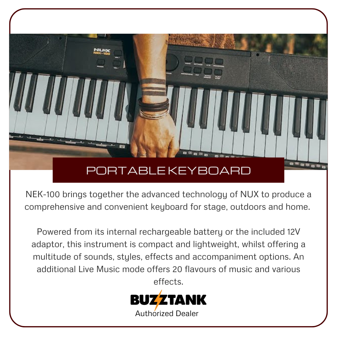 Nux NEK-100 61 Keys Portable Digital Electronic Keyboard (NEK100)