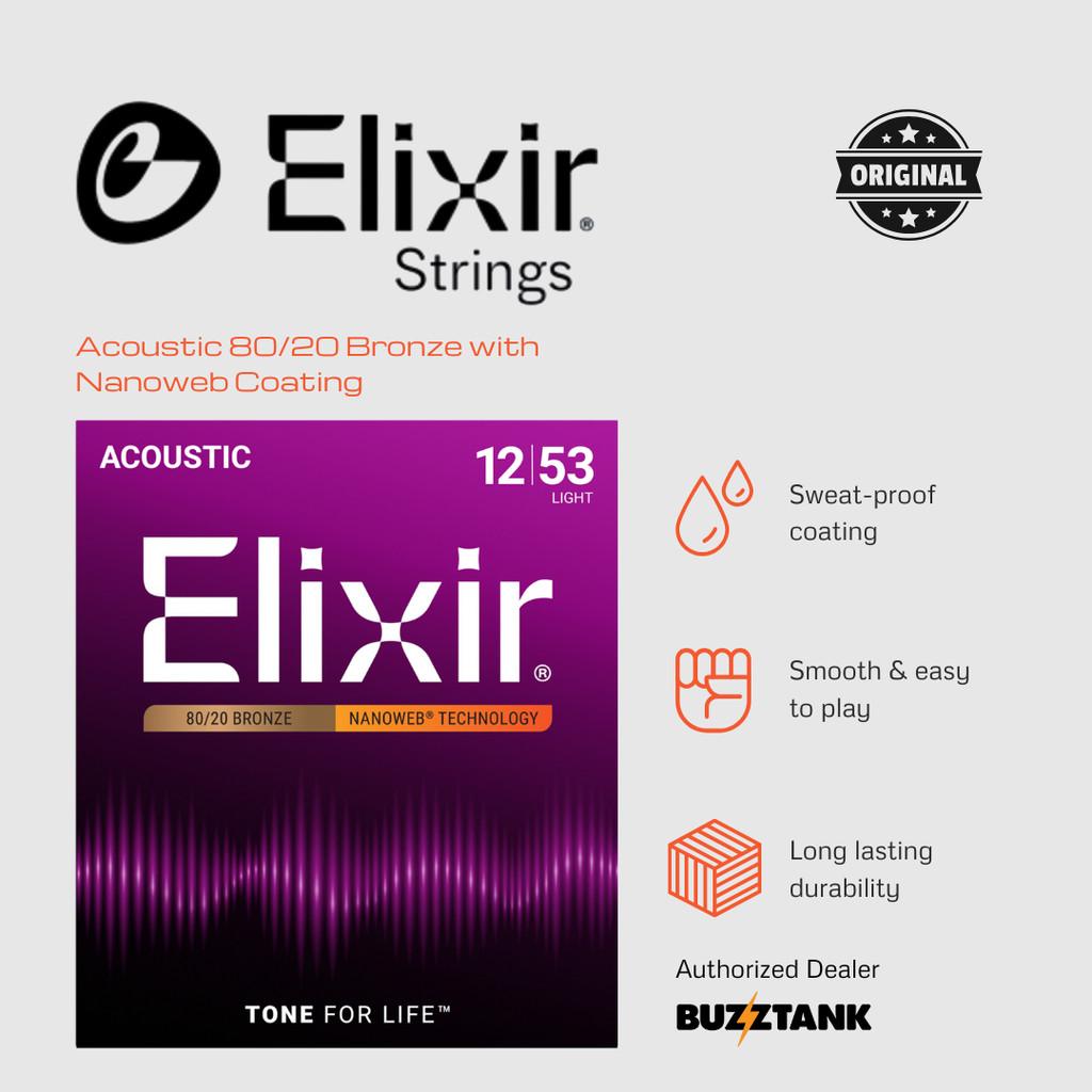 Elixir NANOWEB Acoustic Guitar Strings 80/20 Bronze