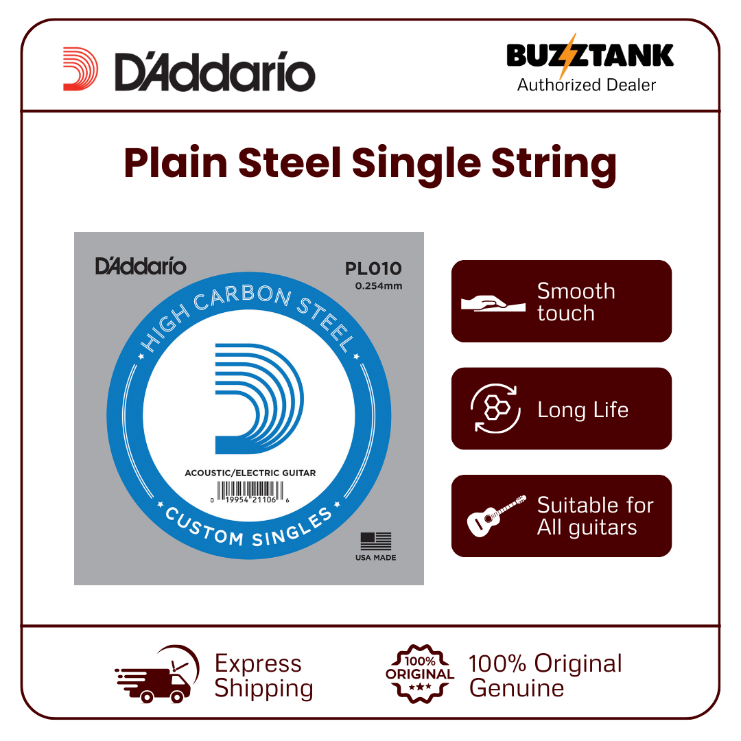 D'Addario PL009 Plain Steel Singles, PL010 Plain Steel Singles
