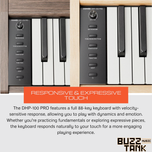 Donner DHP-100 PRO Digital Piano, Walnut, Wood or Beige - 88-Key, Velocity Sensitive, Immersive Sound, Elegant