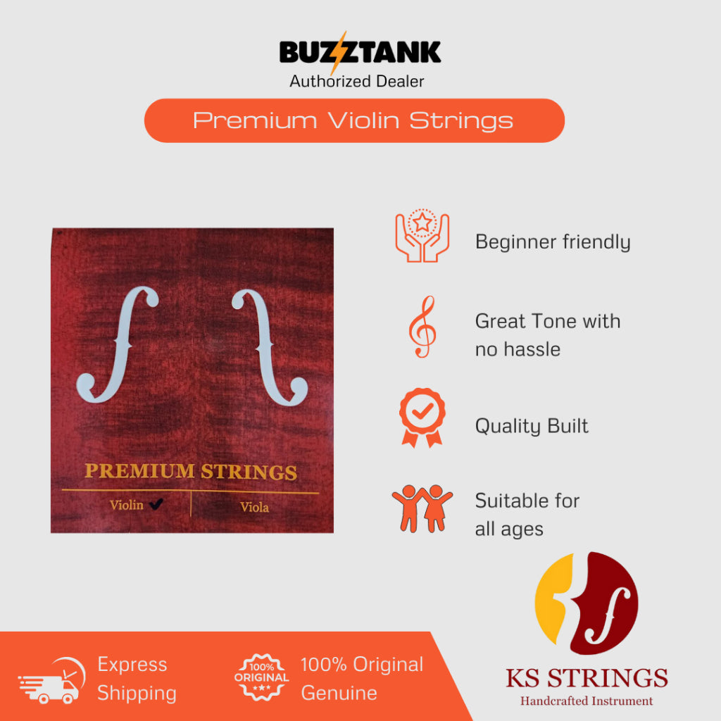 KS Strings Premium Violin Strings Set, Full / Half / Quarter Size ( 4/4, 1/2, 1/4)