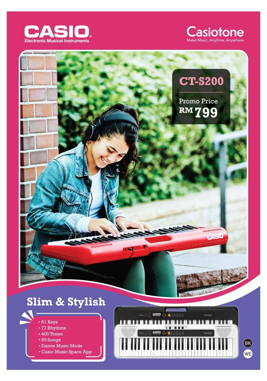 Casio CT-S200 Casiotone 61-Keys Portable Keyboard