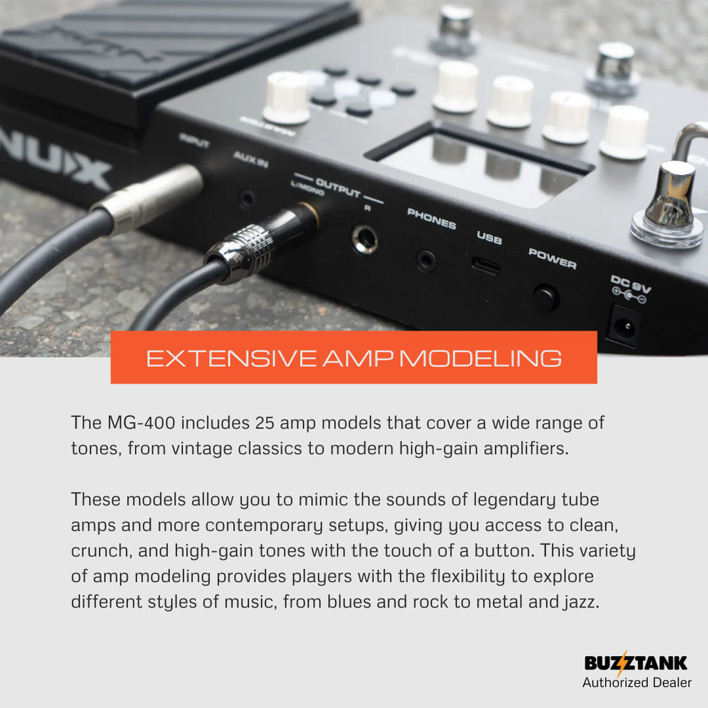 NUX MG-400 Modeling Guitar and Bass Processor Multi Effects Pedal for Electric Guitar (MG400)