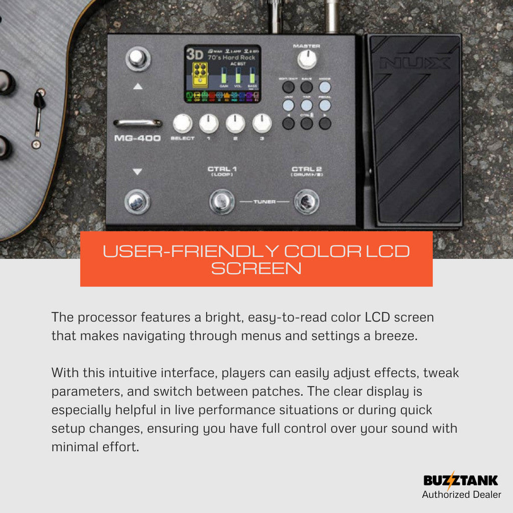 NUX MG-400 Modeling Guitar and Bass Processor Multi Effects Pedal for Electric Guitar (MG400)
