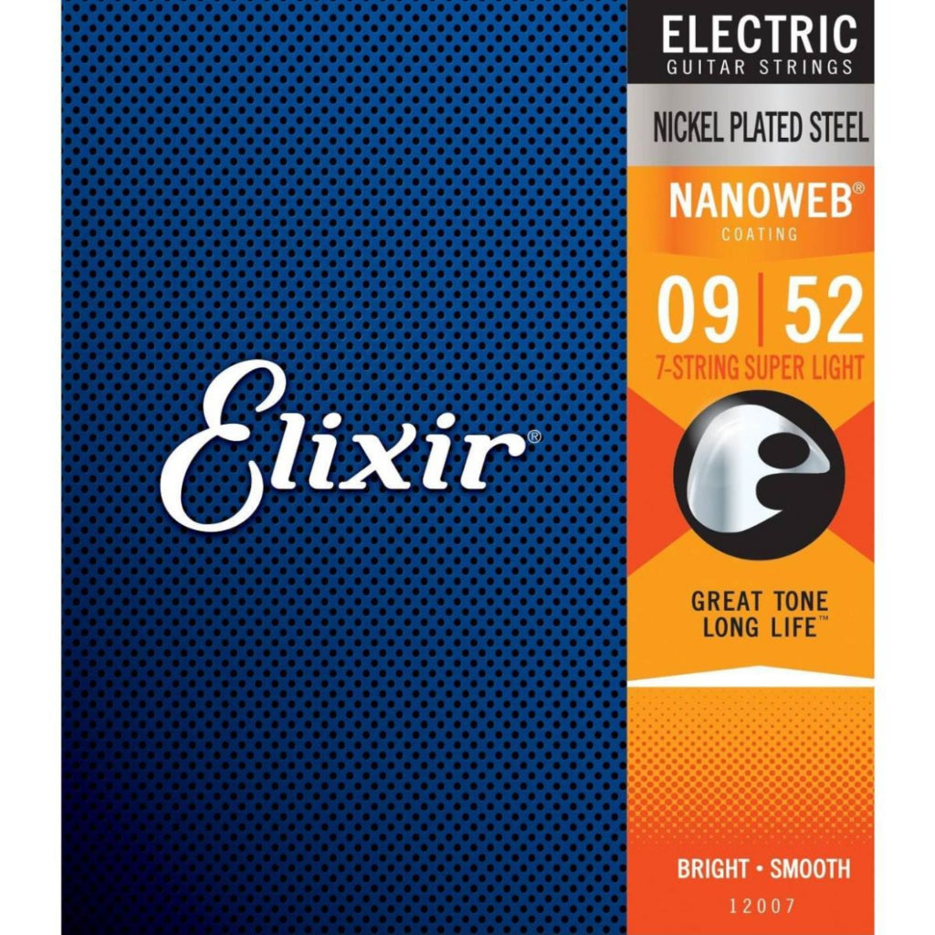Elixir Nanoweb Electric Guitar Strings Baritone 7 String 8 String 12002 12052 12102 12027 12077 12302 12007 12057 12062