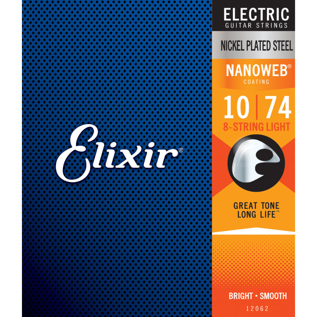 Elixir Nanoweb Electric Guitar Strings Baritone 7 String 8 String 12002 12052 12102 12027 12077 12302 12007 12057 12062