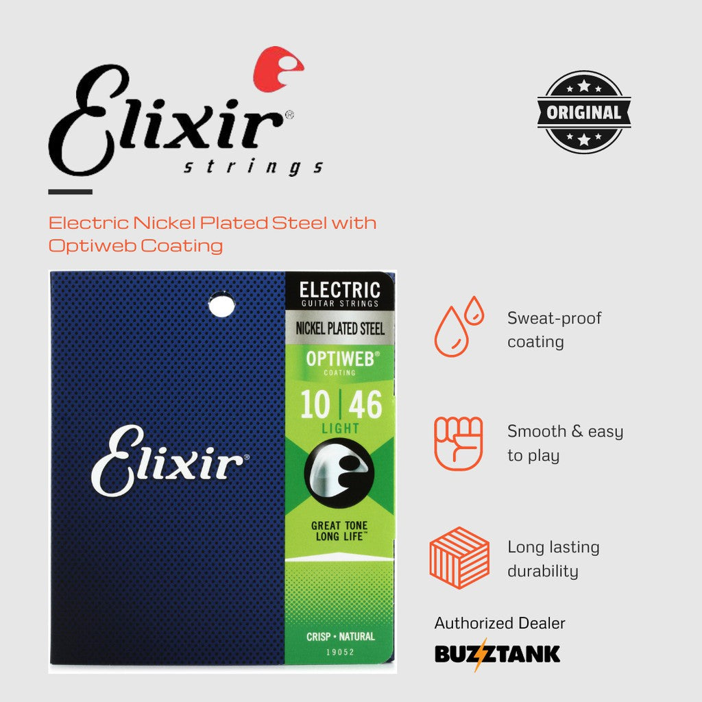 Elixir Optiweb Electric Guitar Strings 9 10 11 Gauges & 7-string 19002 19052 19102 19057 19027 19077