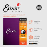 Elixir Nanoweb Acoustic Guitar Strings Phosphor Bronze 10/11/12 Gauges 16002 16027 16052 16182 16102