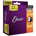 Elixir 3-Pack Guitar strings Optiweb Nanoweb Nickle Phosphor Bronze (16538 16539 16540 16542 16544 16545 16550 16552)