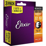 Elixir 3-Pack Guitar strings Optiweb Nanoweb Nickle Phosphor Bronze (16538 16539 16540 16542 16544 16545 16550 16552)