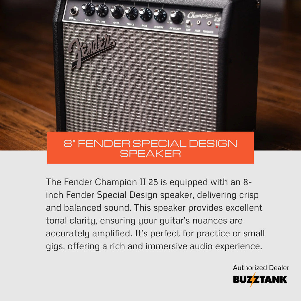 Fender Champion II 25 Guitar Combo Amplifier 230V UK