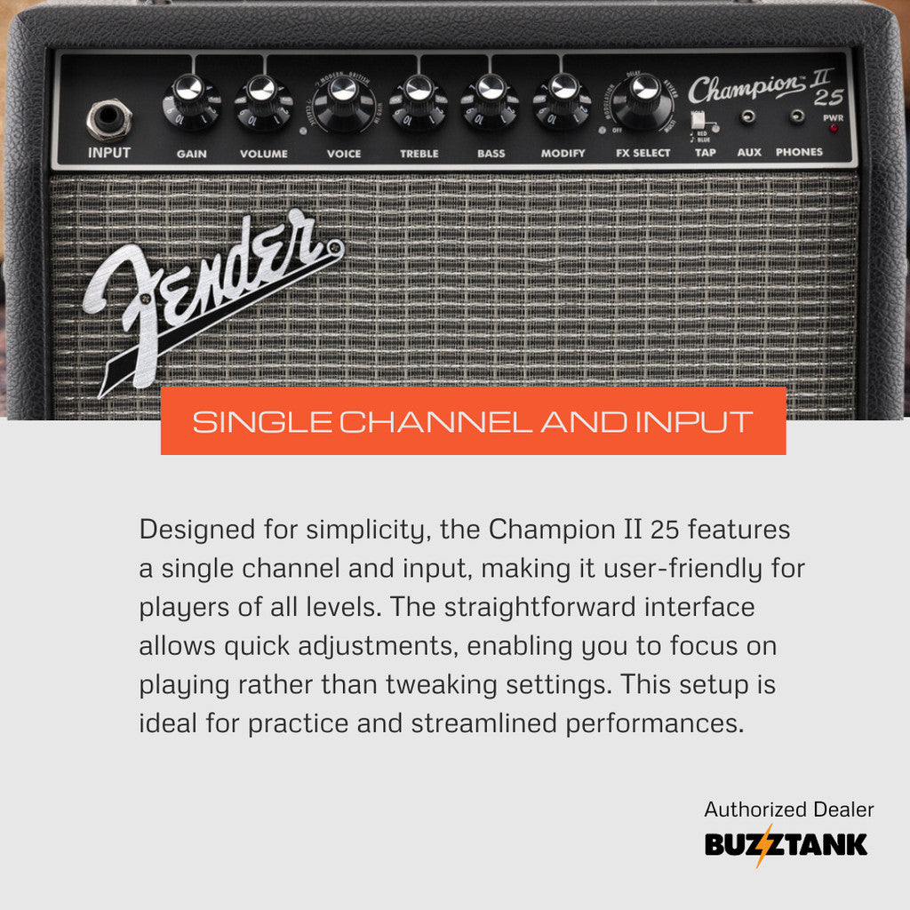 Fender Champion II 25 Guitar Combo Amplifier 230V UK