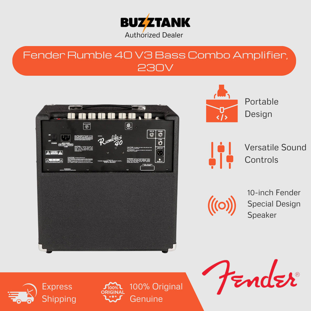 Fender Rumble 40 V3 Bass Combo Amplifier, 230V UK EU