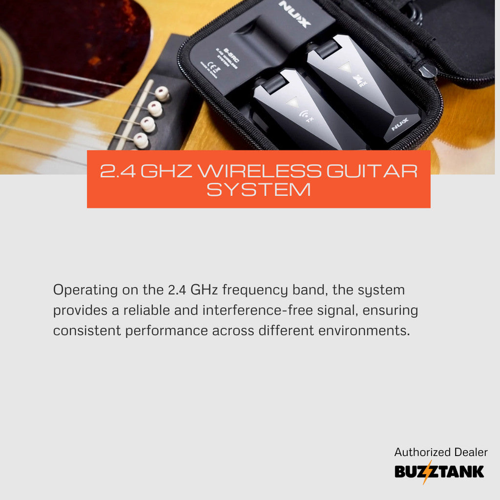 NUX B-5RC 2.4GHz Guitar Transmitter Receiver Wireless System for Electric Acoustic Guitar Bass Ukulele Charging Case