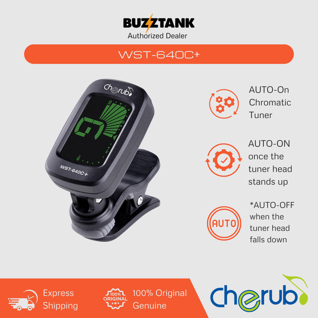 Cherub WST-640C+ Auto On Chromatic Tuner for Bass Guitar Violin Ukulele Tuning