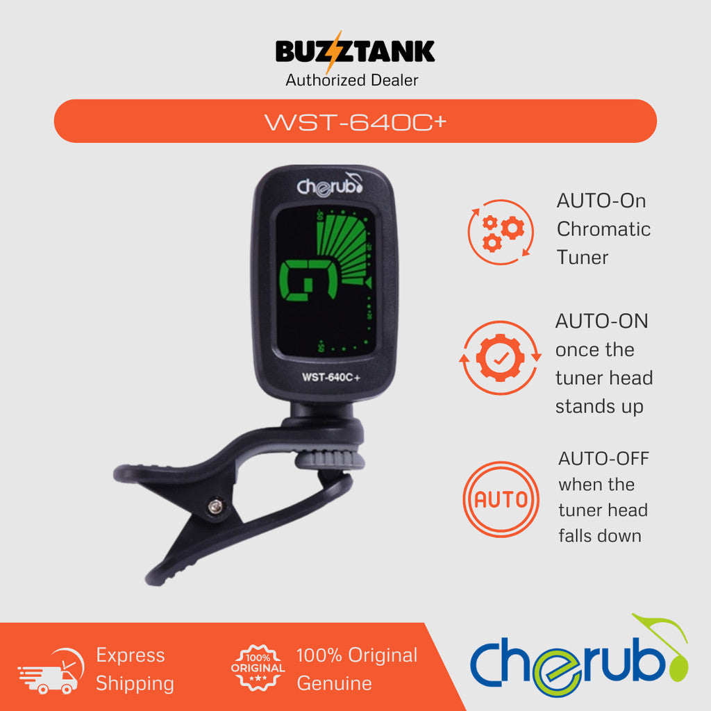Cherub WST-640C+ Auto On Chromatic Tuner for Bass Guitar Violin Ukulele Tuning