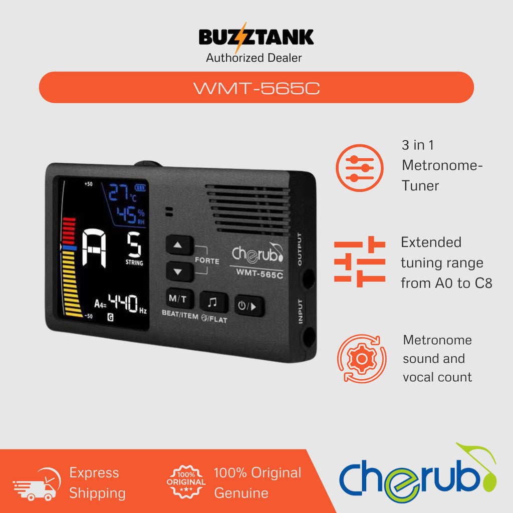 Cherub WMT-565C Combo 3 in 1 Metronome-Tuner w/ thermo-hygrometer with WCP-70