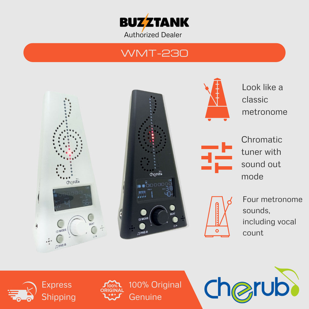 Cherub WMT-230 Rechargeable Digital Metronome and Electronic Chromatic Tuner For Piano Violin Guitar Drum (WMT230)