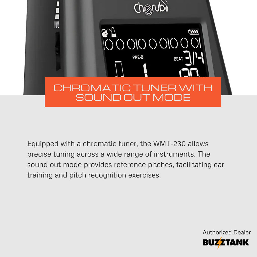 Cherub WMT-230 Rechargeable Digital Metronome and Electronic Chromatic Tuner For Piano Violin Guitar Drum (WMT230)
