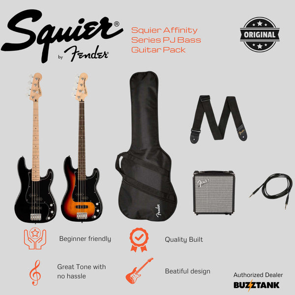 Squier Affinity Series PJ Bass Guitar Pack, 230V, UK