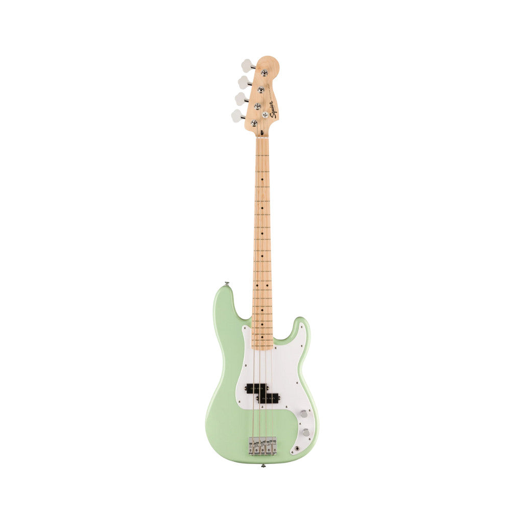 Squier FSR Sonic Precision Bass Guitar w/White Pickguard, Maple FB, Surf Green