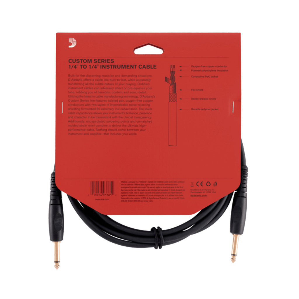 D'Addario PW-GS-10 Custom Series Instrument Cable, 10ft
