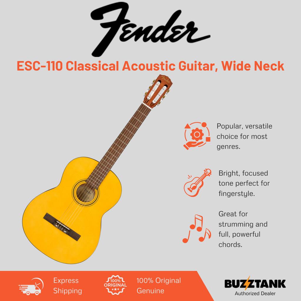 Fender ESC-110 Classical Acoustic Guitar, Wide Neck