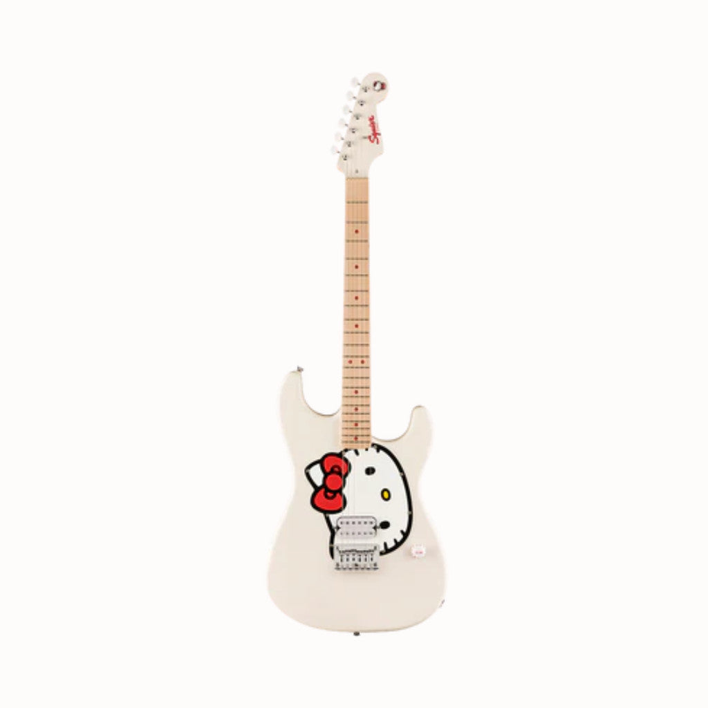 Squier Limited Edition Hello Kitty Stratocaster Electric Guitar, Maple FB, White