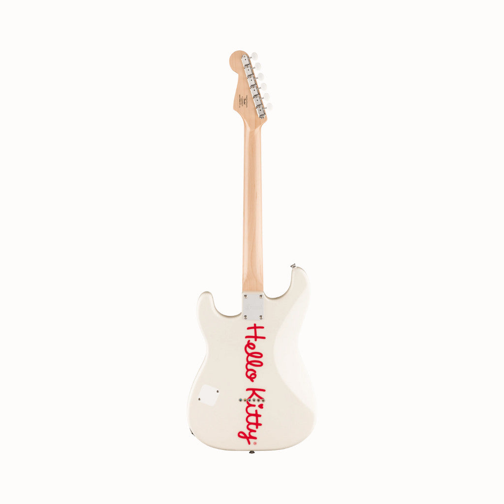 Squier Limited Edition Hello Kitty Stratocaster Electric Guitar, Maple FB, White