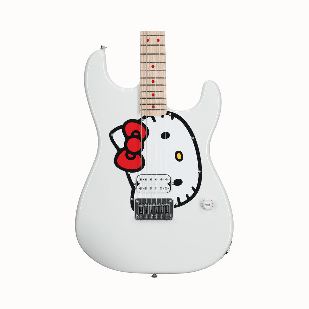 Squier Limited Edition Hello Kitty Stratocaster Electric Guitar, Maple FB, White