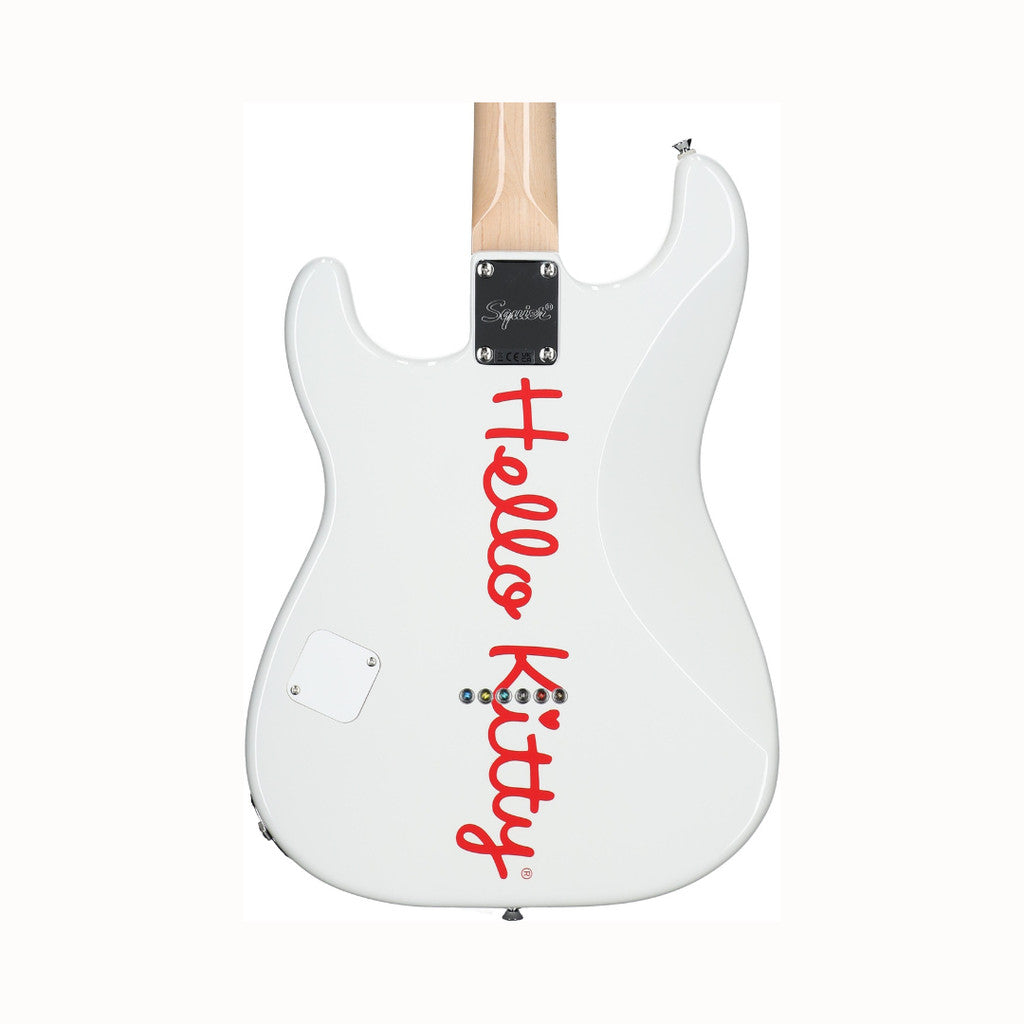 Squier Limited Edition Hello Kitty Stratocaster Electric Guitar, Maple FB, White