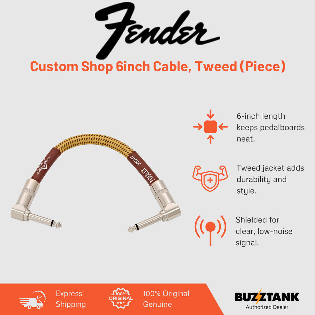 Fender Custom Shop 6inch Cable, Tweed (Piece)