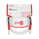Fender John 5 10FT Instrument Cable, White and Red