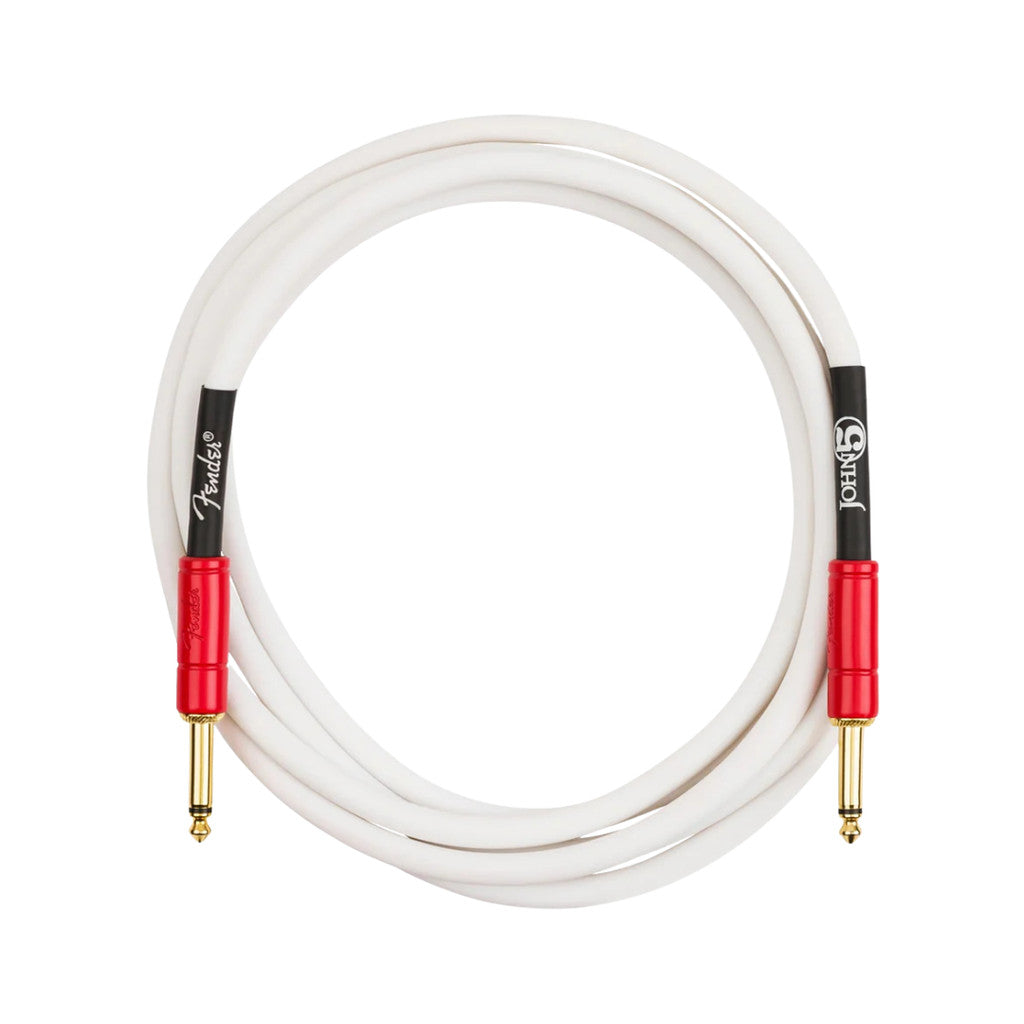 Fender John 5 10FT Instrument Cable, White and Red