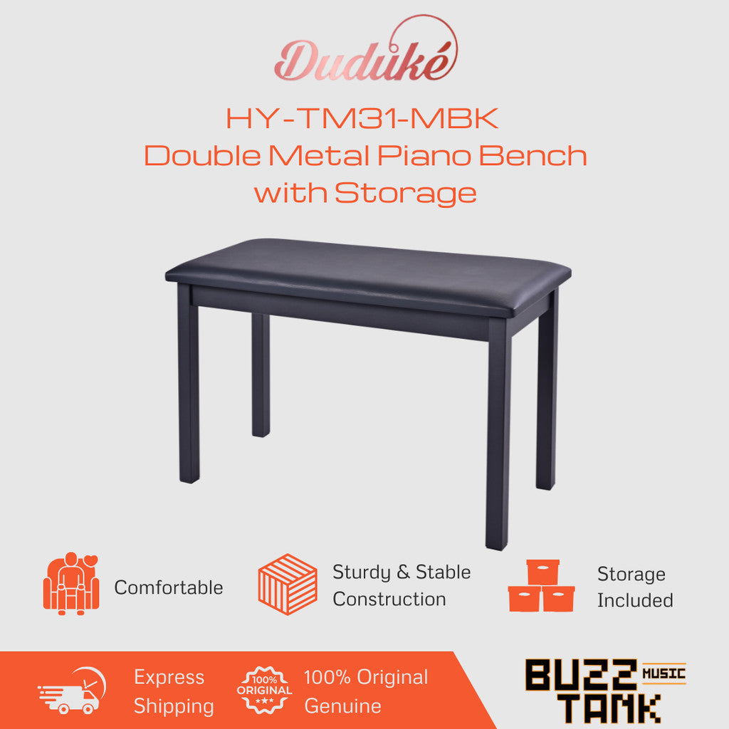 Duduke HY-TM31-MBK Double Metal Piano Bench with Storage, Black Matte