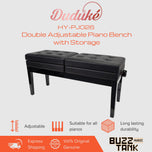 Duduke HY-PJ026-PBK Double Adjustable Piano Bench with Storage, Polished Black
